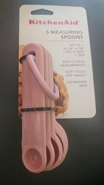 KitchenAid Pink Measuring Spoon Set of 5 NEW Breast Cancer Color Easy to Read